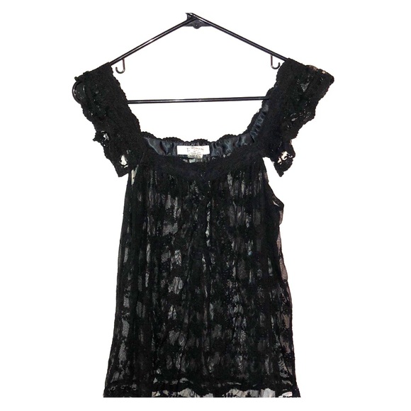 Pinky Tops - Black lace see thru tank top shirt